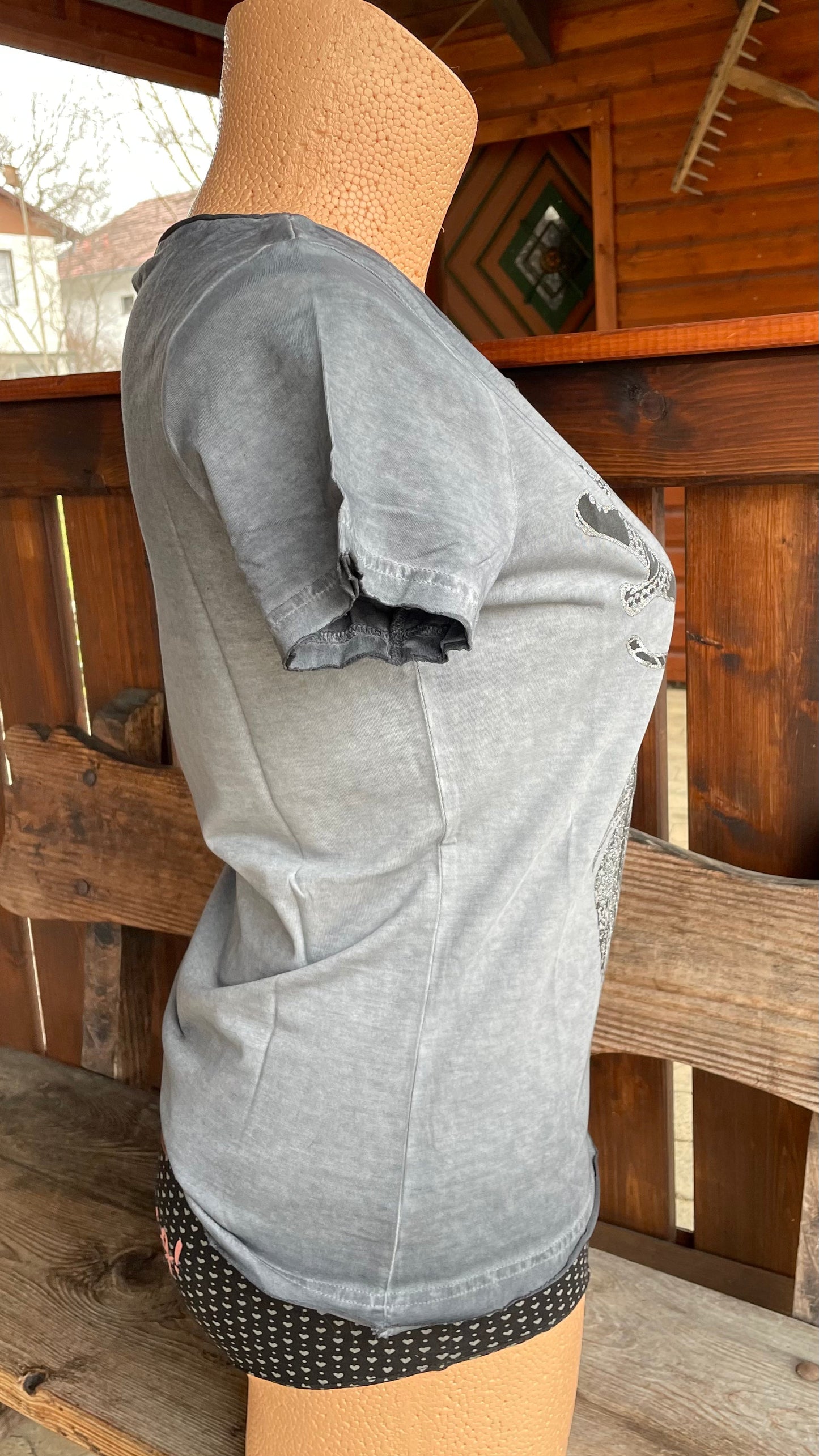 Trachtenshirt, HangOwear, Yusra, grau, Hirsch Shirt HangOwear