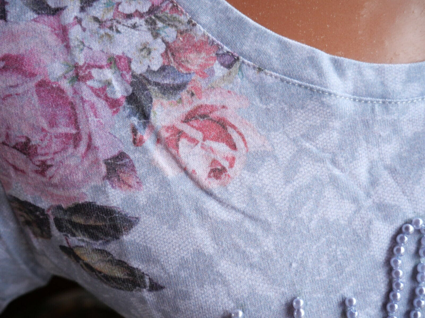 Trachtenshirt, Krüger Madl, grau, silber Wild Roses Shirt Krüger