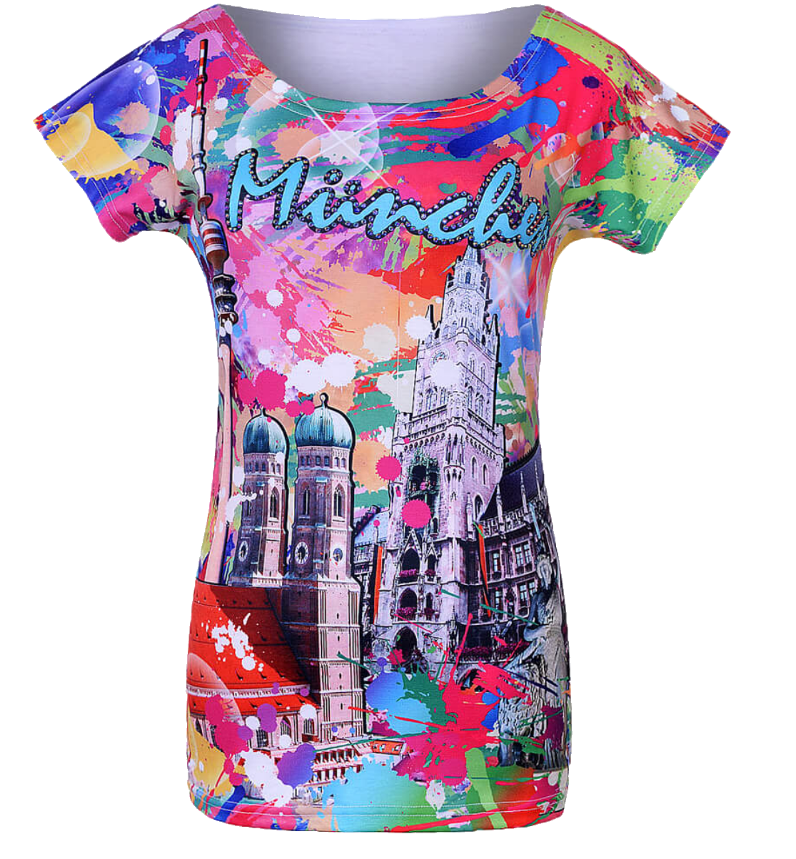 Trachtenshirt, München, bunt, Shirt, Stadt Shirt Luna Tex
