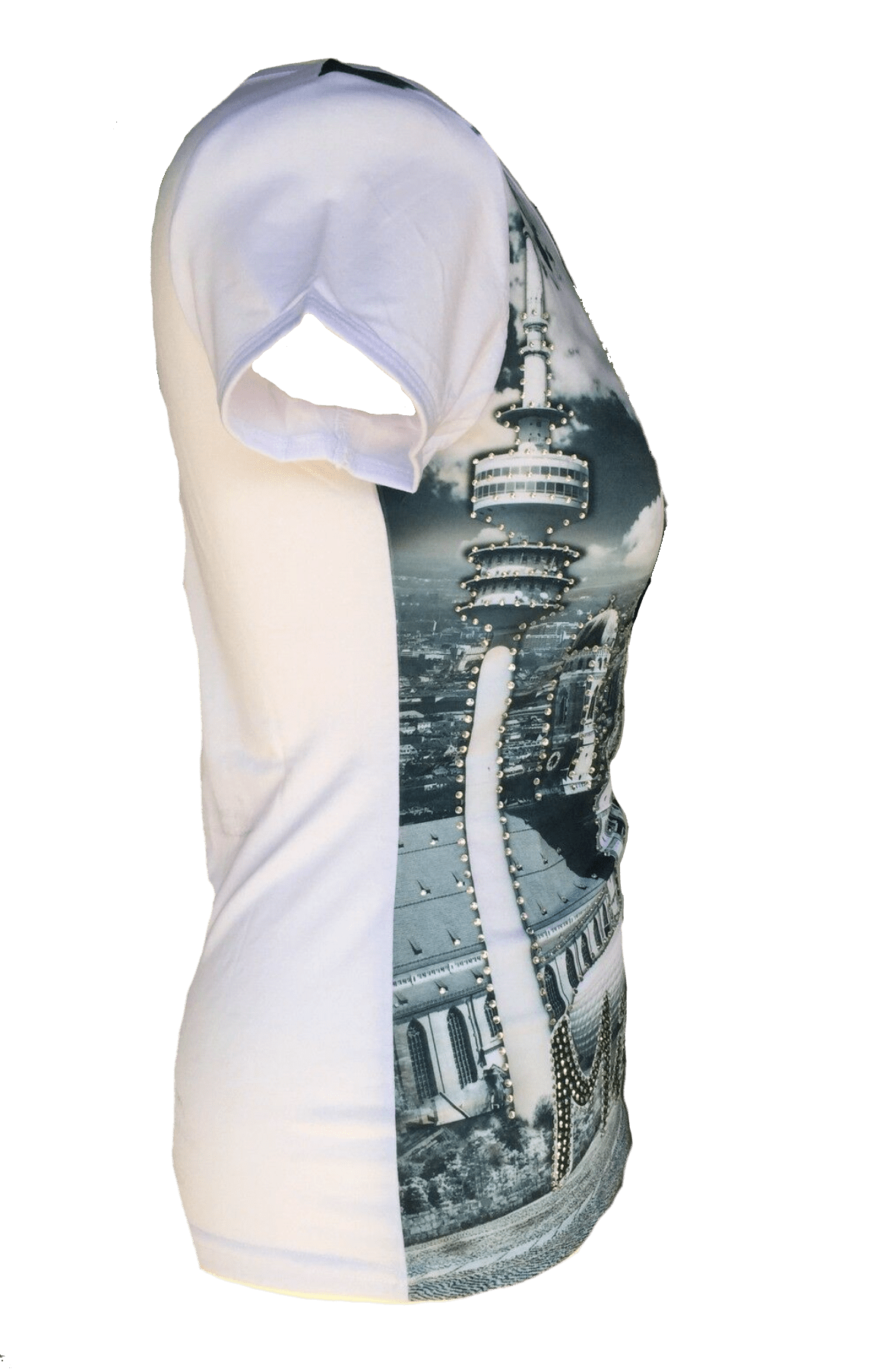 Trachtenshirt, München, schwarz, weiß, Gr S (34/36) Stadt Shirt Luna Tex