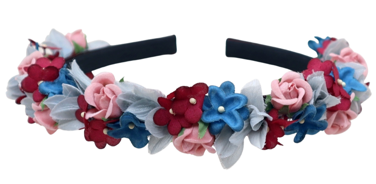 Blüten Haarreifen zum Dirndl, blau, rot, rosa