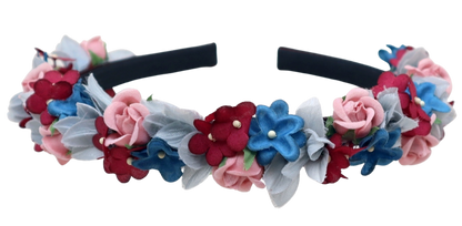 Blüten Haarreifen zum Dirndl, blau, rot, rosa