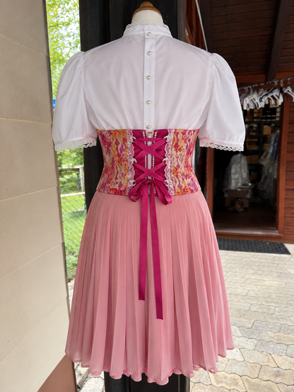 Tian von Tastique Dirndl, 4-Teiler Mieder, Rock, Schürze, pink, Gr. 42 Unikat