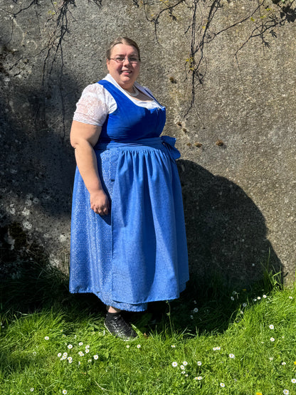 Dirndl Alpenfee, Elisabeth, Samt dunkelblau, royalblau 75 cm