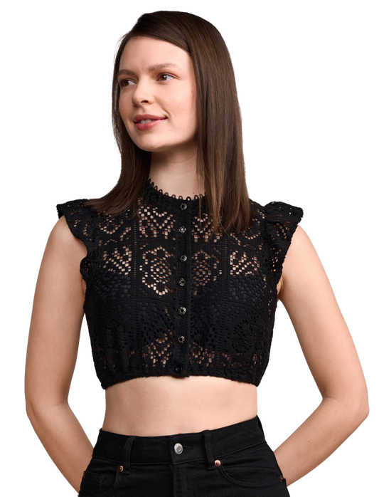 Dirndlbluse Krüger Madl, Dana, Schwarz, hochgeschlossen