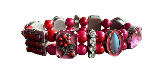 Trachten Armband, pink, Perlen, Steinchen
