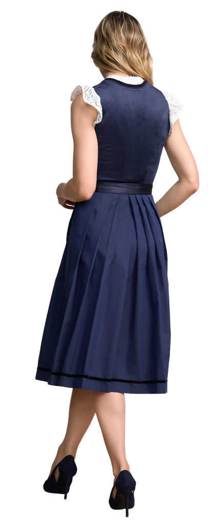 Dirndl Krüger Madl, Elenora, 70 cm, dunkelblau, Samtdirndl