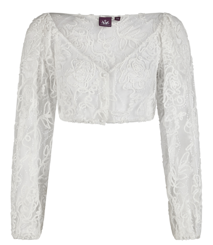 Dirndlbluse, Spieth & Wensky, Hagel, langarm, Bestickt, weiss