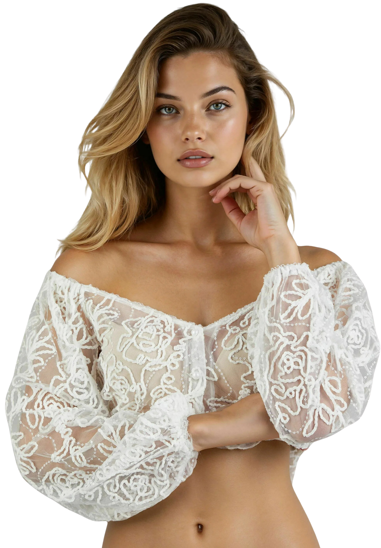 Dirndlbluse, Spieth & Wensky, Hagel, langarm, Bestickt, weiss