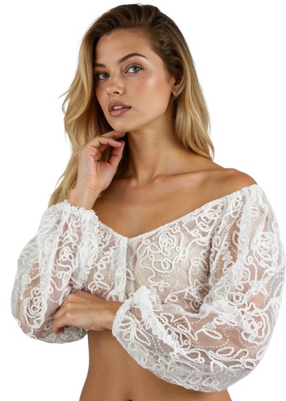 Dirndlbluse, Spieth & Wensky, Hagel, langarm, Bestickt, weiss