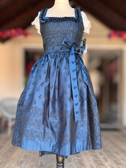 Dirndl Wenger, dunkelblau, schwarz, Midi 70 cm, Gr. 36