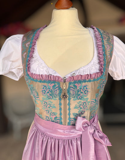 Dirndl Rose, Brautdirndl, rosa, beige Maxi 95 cm, Gr. 38