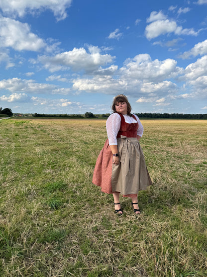 Dirndl Alpenfee, Jovana, Samt, rost ocker, 75 cm, große Größen