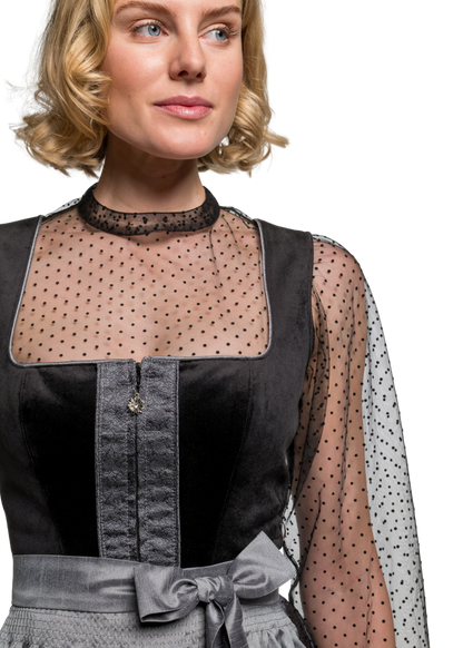 Dirndlbluse, Spieth & Wensky, Eduarda, transparent, schwarz, langarm