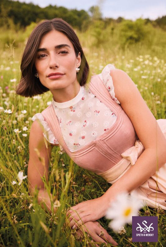 Dirndlbluse, Spieth & Wensky, Halina, Flügelärmel, rot, rosa