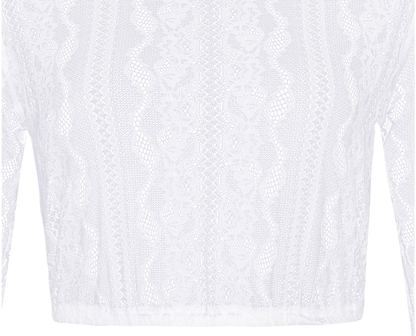 Dirndlbluse Alpenfee, Malea, langarm, hochgeschlossen, weiß