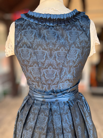 Dirndl Wenger, dunkelblau, schwarz, Midi 70 cm, Gr. 36