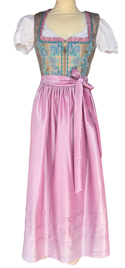 Dirndl Rose, Brautdirndl, rosa, beige Maxi 95 cm, Gr. 38