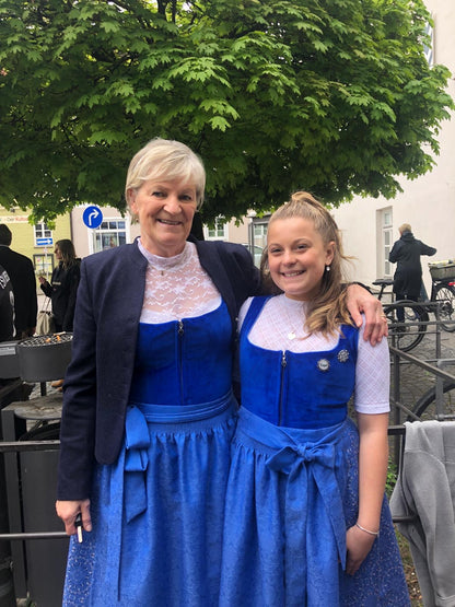 Dirndl Alpenfee, Elisabeth, Samt dunkelblau, royalblau 75 cm