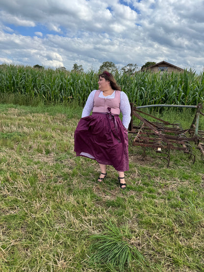 Dirndl Alpenfee, Alena, Leinen, Maxidirndl, beere, rosa, große Größen