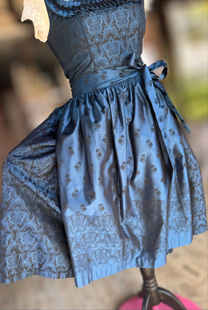 Dirndl Wenger, dunkelblau, schwarz, Midi 70 cm, Gr. 36