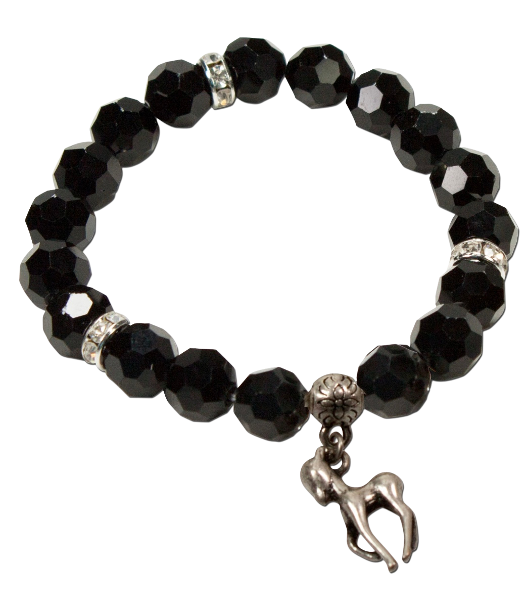 Trachten Armband, schwarz, Perlen, Rehkitz Bambi