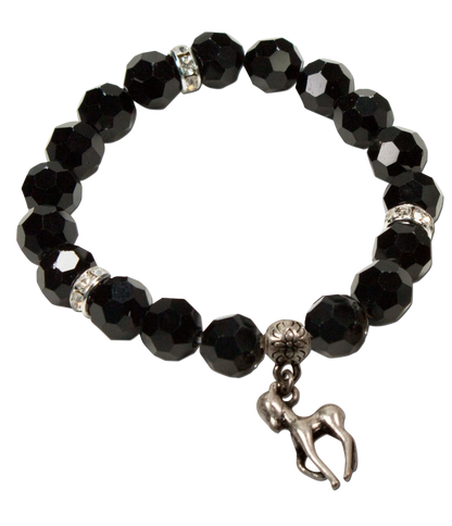 Trachten Armband, schwarz, Perlen, Rehkitz Bambi
