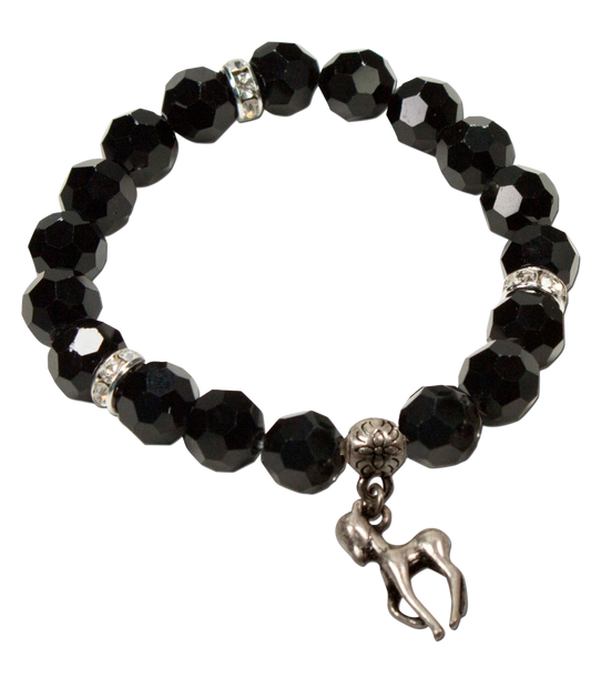 Trachten Armband, schwarz, Perlen, Rehkitz Bambi