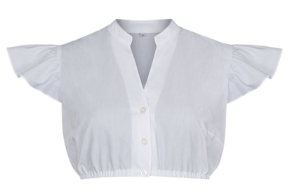 Dirndlbluse Alpenfee, Mira kurz, weiß, Flügelärmel