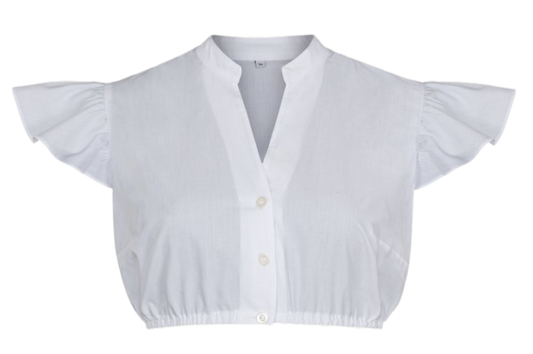 Dirndlbluse Alpenfee, Mira kurz, weiß, Flügelärmel