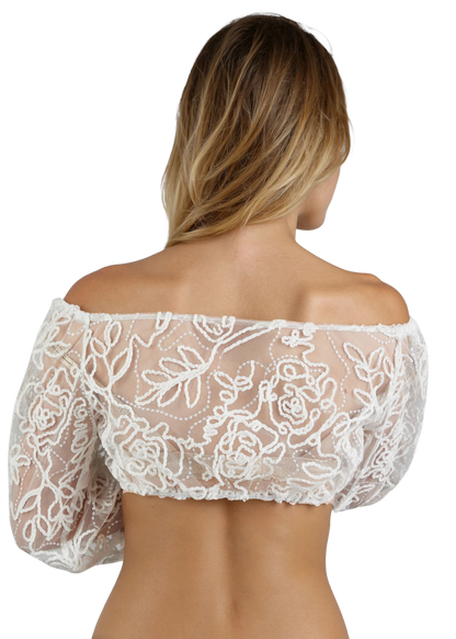 Dirndlbluse, Spieth & Wensky, Hagel, langarm, Bestickt, weiss