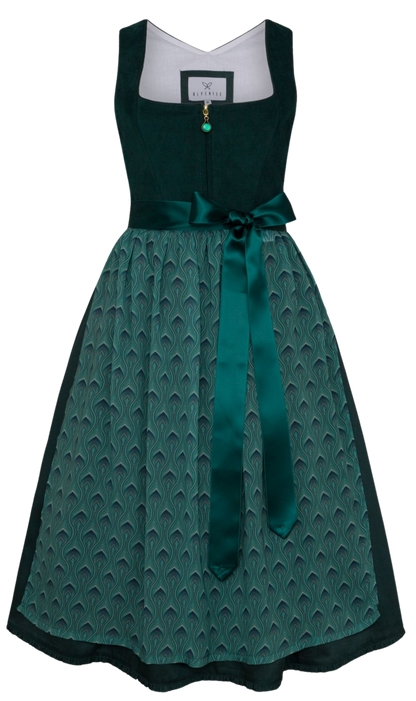 Dirndl Alpenfee, Rona, Petrol, Corddirndl, Midi 70 cm
