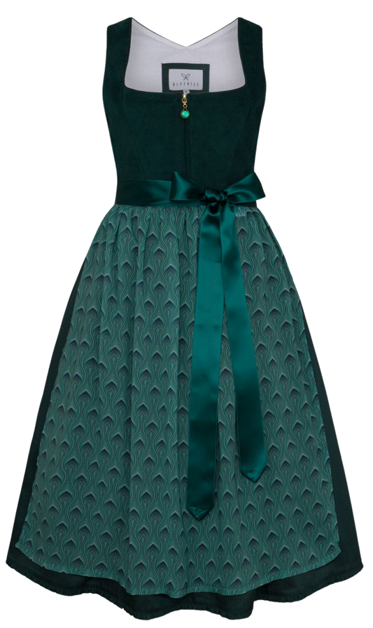 Dirndl Alpenfee, Rona, Petrol, Corddirndl, Midi 70 cm