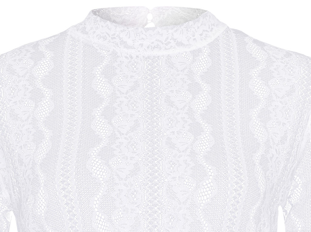Dirndlbluse Alpenfee, Malea, langarm, hochgeschlossen, weiß
