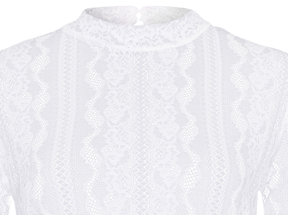 Dirndlbluse Alpenfee, Malea, langarm, hochgeschlossen, weiß
