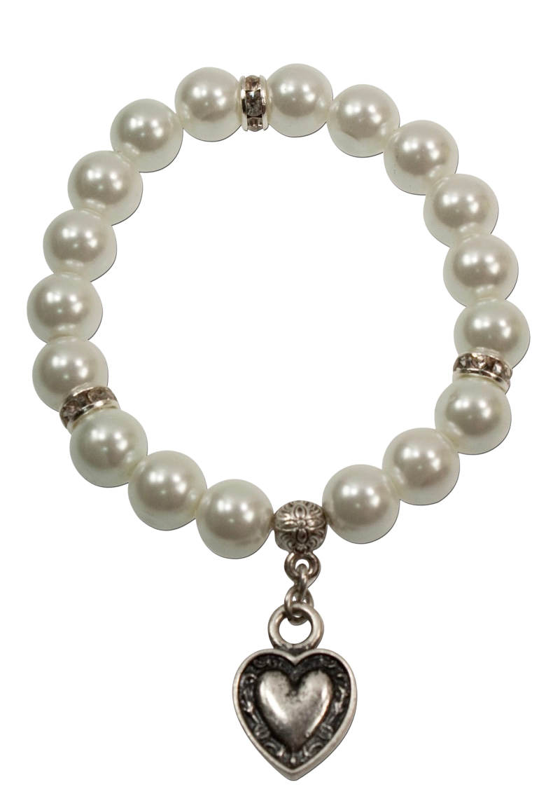 Trachten Armband, weiß, Perlen, Herz, Braut