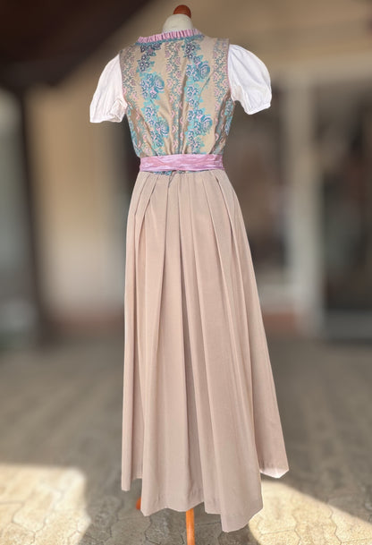 Dirndl Rose, Brautdirndl, rosa, beige Maxi 95 cm, Gr. 38