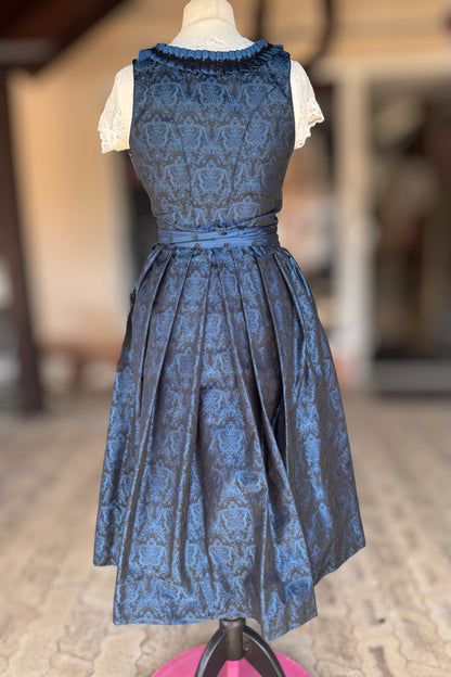 Dirndl Wenger, dunkelblau, schwarz, Midi 70 cm, Gr. 36