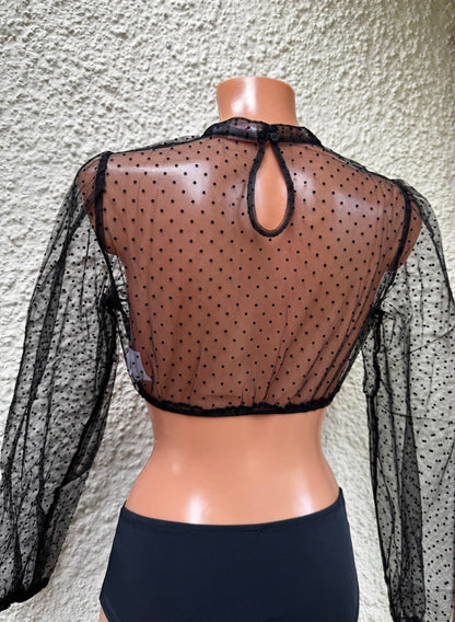 Dirndlbluse, Spieth & Wensky, Eduarda, transparent, schwarz, langarm