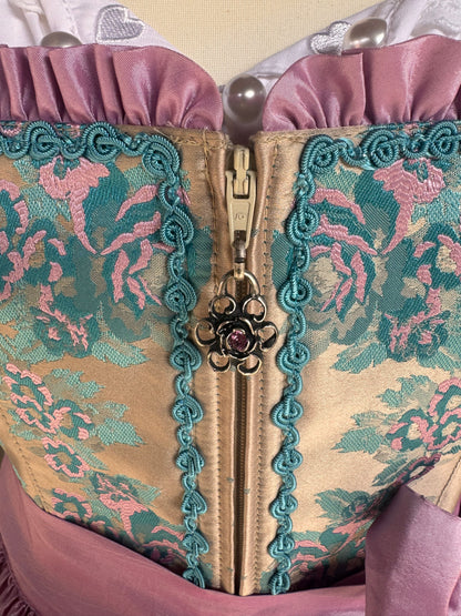 Dirndl Rose, Brautdirndl, rosa, beige Maxi 95 cm, Gr. 38