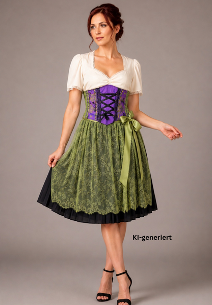 Tian von Tastique Dirndl, 4-Teiler Mieder, Rock, Schürze, Gr. 36 Unikat