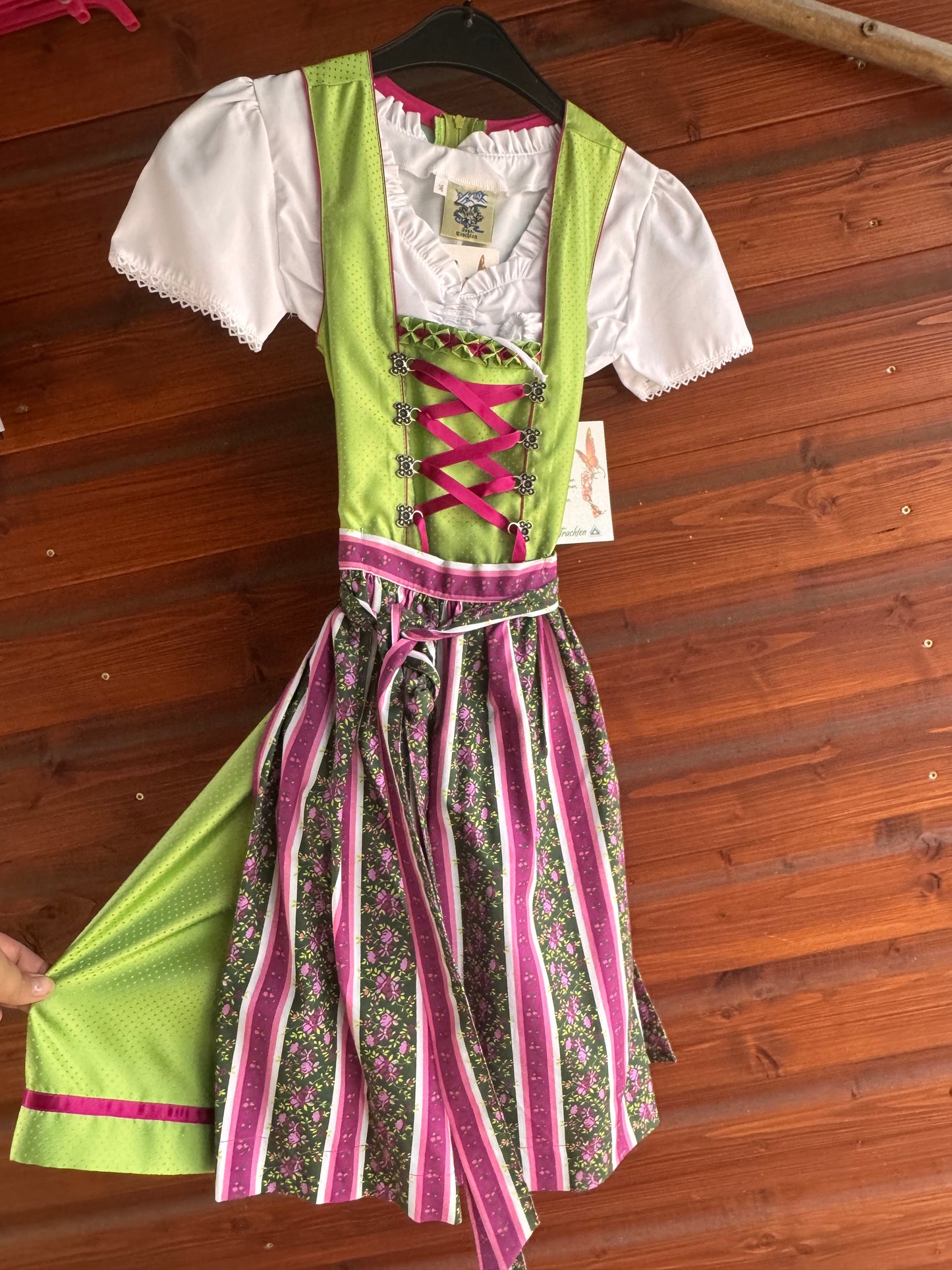 Kinderdirndl, Jugenddirndl, grün, Pink, Isar Trachten