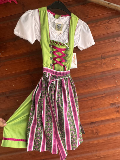 Kinderdirndl, Jugenddirndl, grün, Pink, Isar Trachten