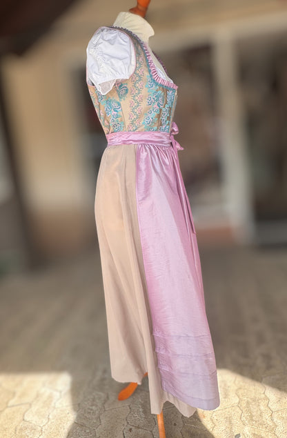 Dirndl Rose, Brautdirndl, rosa, beige Maxi 95 cm, Gr. 38
