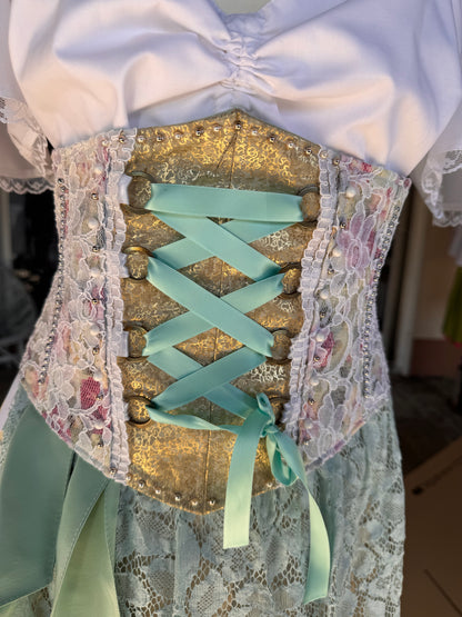 Tian von Tastique Dirndl, 4-Teiler Mieder, Rock, Schürze, Gr. 34 Unikat