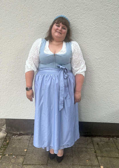 Dirndl Alpenfee, Alena, Leinen, Maxidirndl, hellblau, große Größen