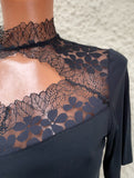 Trachtenbluse, Modal Shirt, Nina von C., schwarz, hochgeschlossen, Gr. 38