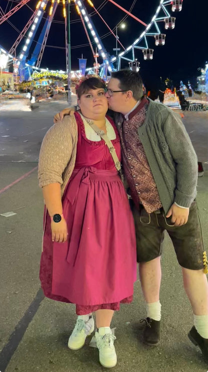Dirndl Alpenfee, Zazu, Samt pink 75 cm, Große Größen