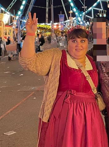 Dirndl Alpenfee, Zazu, Samt pink 75 cm, Große Größen