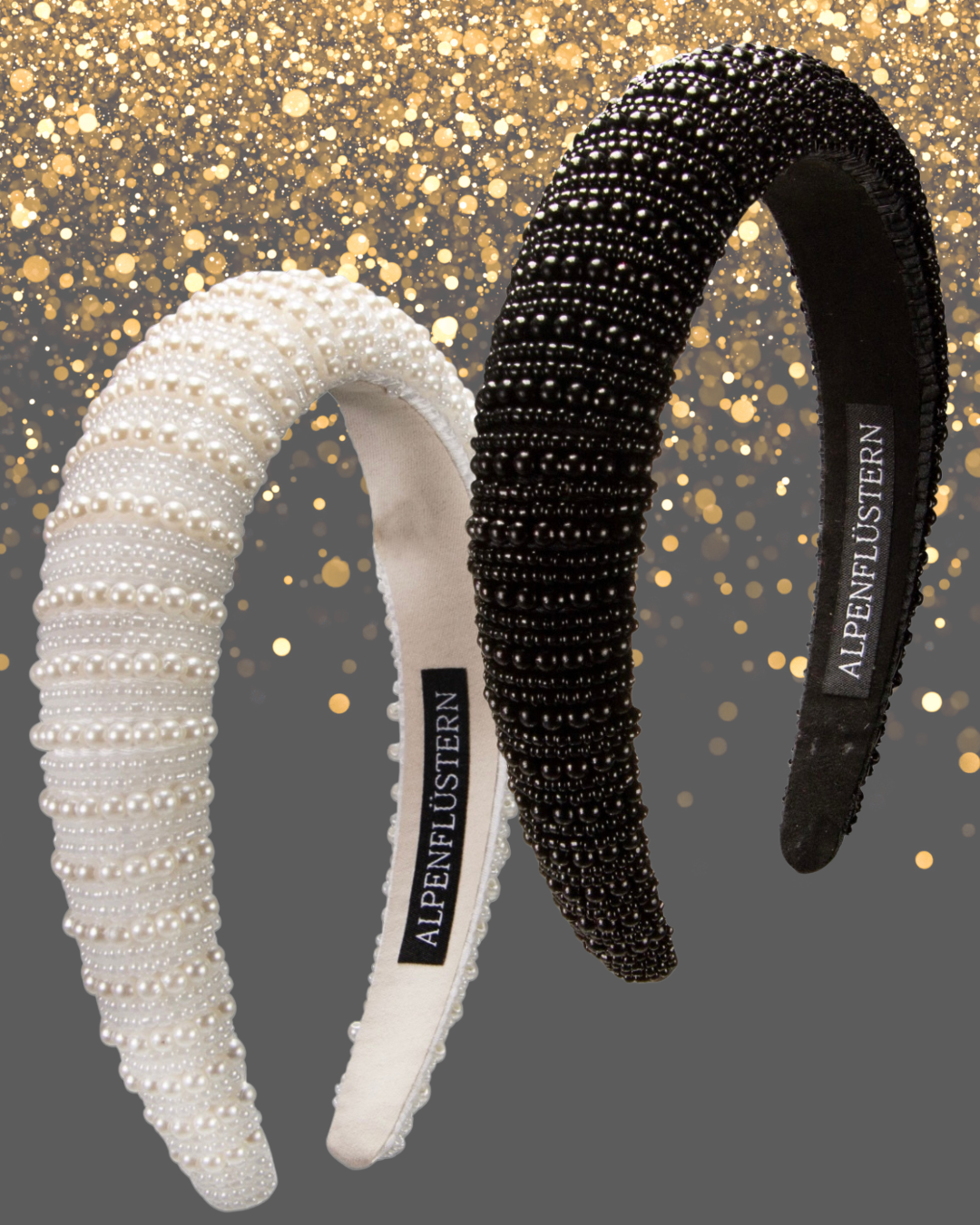 Haarschmuck, Haarreifen Perlen, Braut, Dirndl, schwarz, weiß